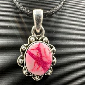 Candy Cane Dahlia Kingman Sterling Silver 925 Handmade Necklace Pendant Dainty